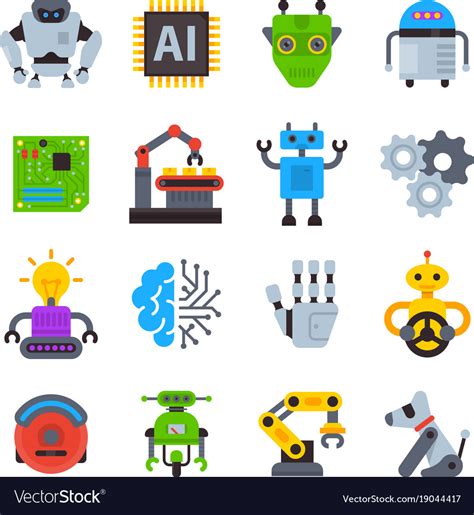 Robot Icons Set Logo Robotic Machine Royalty Free Vector