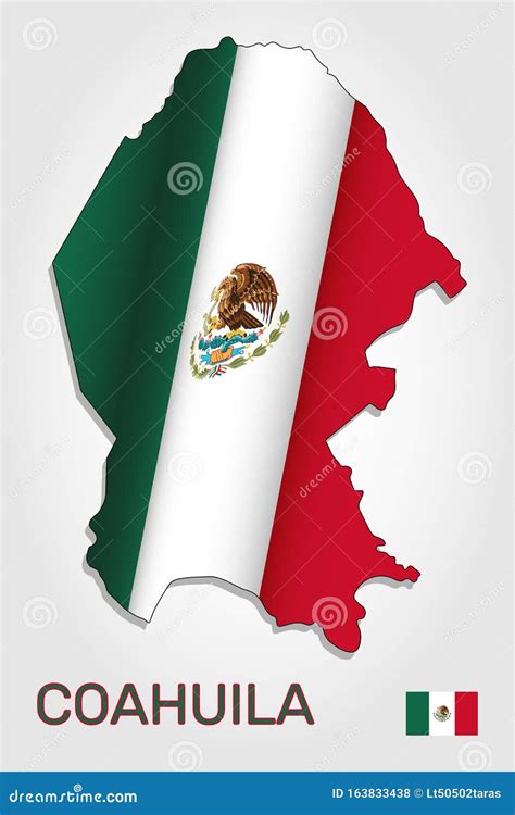 Mapa Vetorial Do Estado De Coahuila Combinado Com A Haste Nacional
