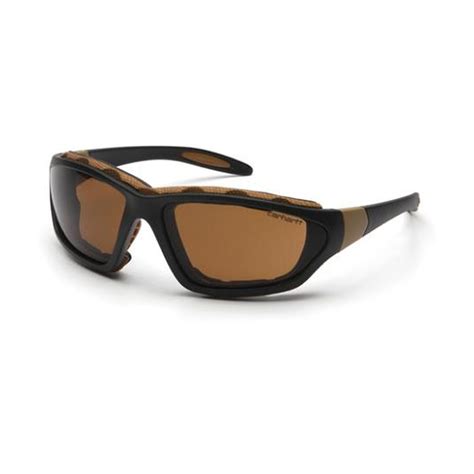 carhartt carthage safety glasses goggles with black frame and sandstone bronze anti fog lenses