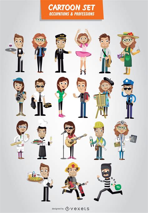 Occupations And Professions Cartoon Set Vector Download