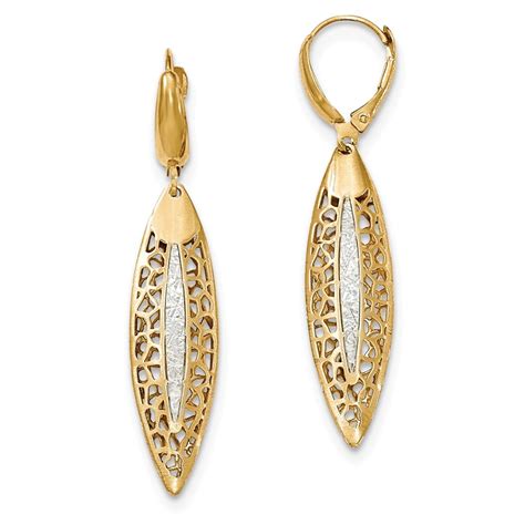 Gemapex 14k Two Tone Gold Earring Drop And Dangle 49 Mm 8 Polished
