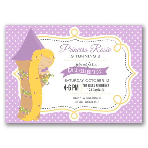 Rapunzel Birthday Invitation Princess Callachic