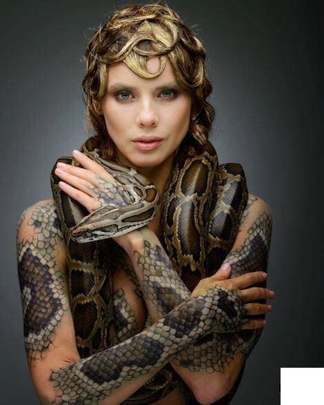 Snake Woman Snake Girl Body Painting Body Art
