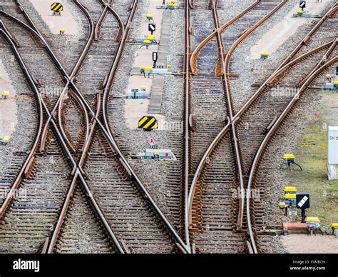 Railway Switches Multiple Directions Hamburg Harbor Germany Stock