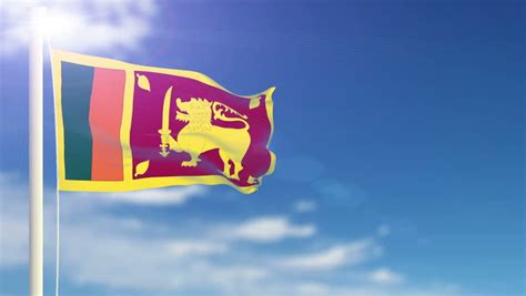 Sri Lanka Flag Waving Sky Stock Footage Video 100 Royalty Free
