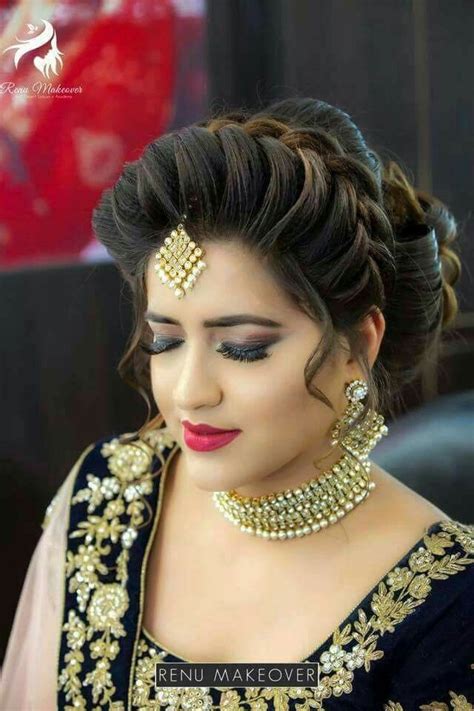 A vintage look like this one features medium or long hair with curls or waves gathered up off the neck and a head wrap with pearls or sequins to set it off. Indian Bridal Hairstyles Perfect for Your Wedding Hair Design Hair Design In 2019 in 2020 ...