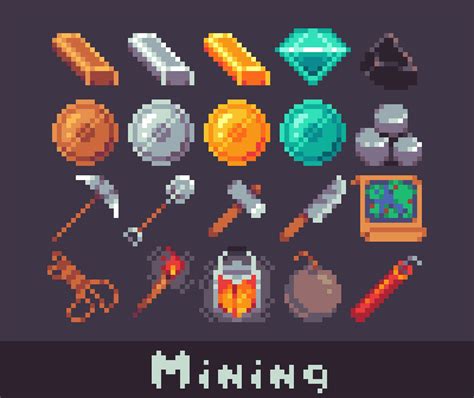 Pixel Art Rpg Icons Pack Asset Update 40 New Icons Added Mining And
