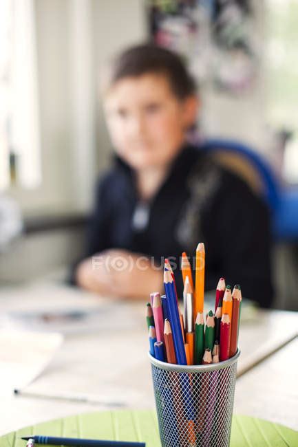 Colored Pencils In Container — Large Group Of Objects Learning Stock