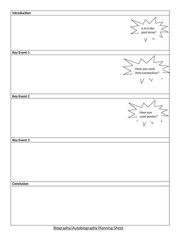 Biographyautobiography Planning Sheet Ks2 Teaching Resources