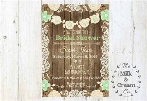 Shabby Chic Rustic Mint Green Bridal Shower Invite Invitation With