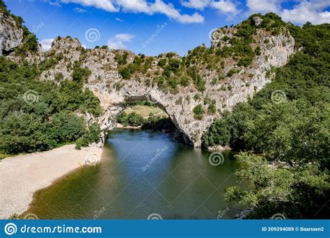 The Famous Natural Bridge Of Pont Darc In Ardeche Department In France