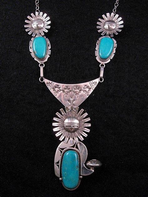 Cool Navajo Sun Kachina Wseed Pot Turquoise Necklace Nelson Morgan