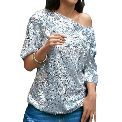Hot Sequin Womens Lady Sparkle Glitter Tank Coctail Party Top T Shirt