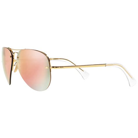 Ray Ban Rb3449 Aviator Sunglasses Goldmirror Pink At John Lewis