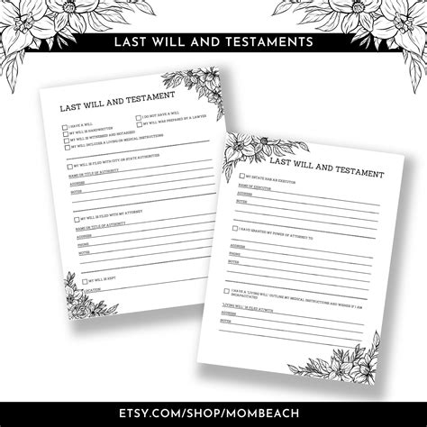 Final Wishes End of Life Planner Last Will and Testament Funeral Wishes