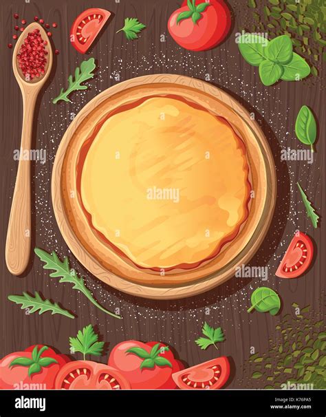 Pizza Menu Chalkboard Cartoon Background With Fresh Ingredients Vector