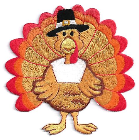 Turkey Thanksgiving Fully Embroidered Iron On Applique Patch 3 7