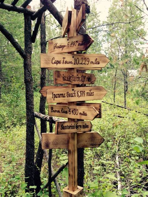 Rustic Mileage 360 Degree Directional Sign Post With Stake 7 Etsy