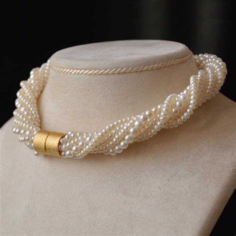 White Multi Strand Pearl Necklace Rocks And Clocks