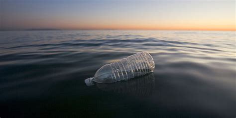 Plastic Water Bottle Floating In Pacific Ocean Santa Monica