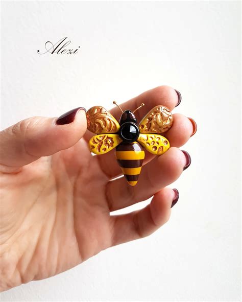 Creating Bee Brooch From Polymer Clay Tutorial For Beginners And