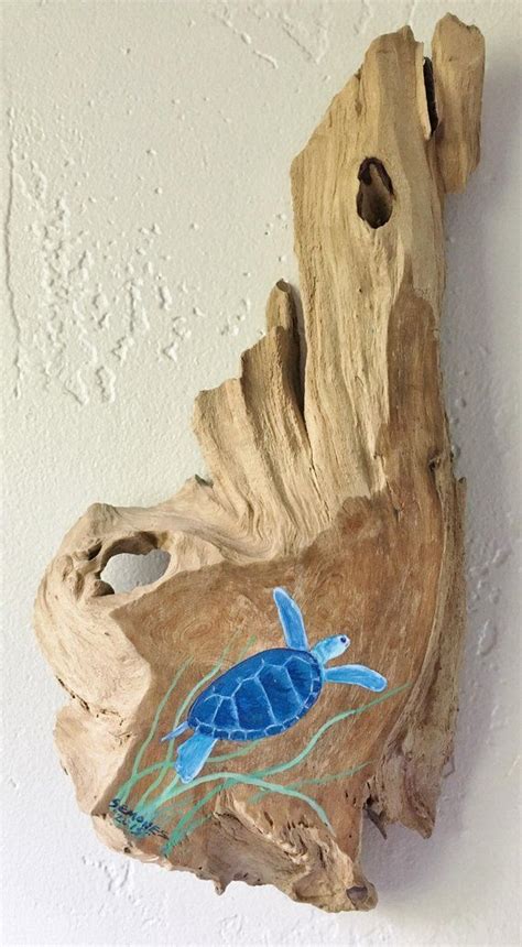 Sea Turtle Handpainted On Driftwood By David Semones 8 12 1 17