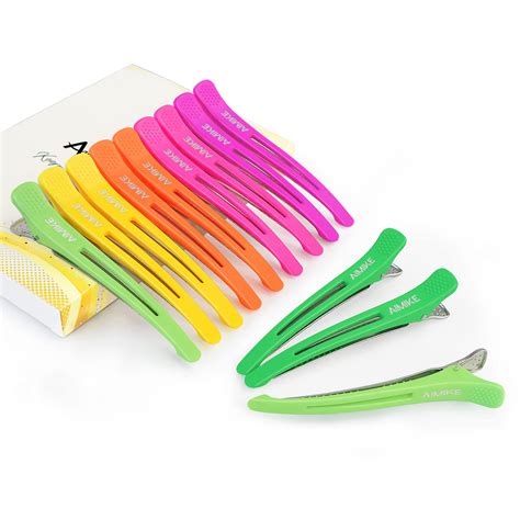 12 Pcs Neon Hair Clips AIMIKE Salon Styling Sectioning Clips For Hairdressers