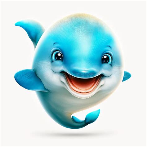 Happy Dolphin Face Emoji 3d Stock Illustration Illustration Of