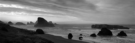 Oregon Coast Panorama Black And White Photograph By Twenty