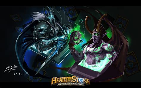 วอลเปเปอร์ Hearthstone Warcraft Lich King Illidan ศิลปะ บัตร