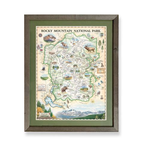 Rocky Mountain National Park Map Grey Montana Barnwood Green Mat
