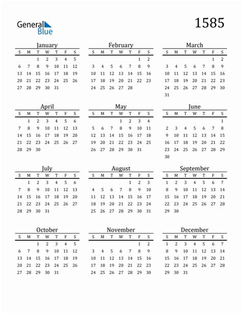 Free 1585 Calendars In Pdf Word Excel