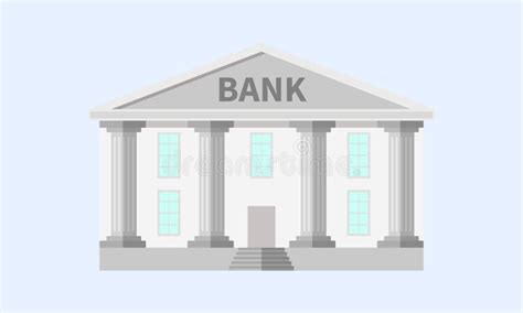 Bank Building Facade Bank Isolated Vector Icon Blue With Column Stock