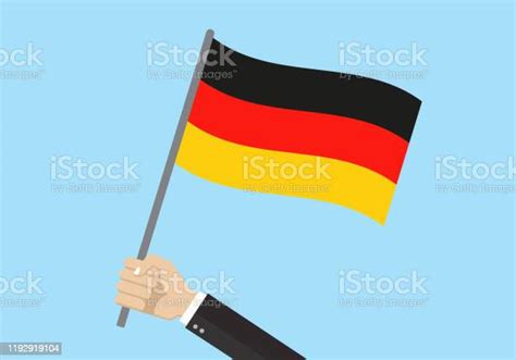 Germany Waving Flag Hand Holding German Flag National Symbol Vector