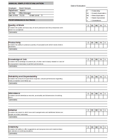 Free 11 Sample Evaluation Forms In Pdf Excel Ms Word