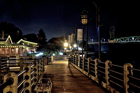 Wilmington Riverwalk At Night North Carolina Photograph By Brendan