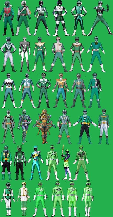Sentai Green Ranger Lineup By Adrenalinerush1996 On Deviantart