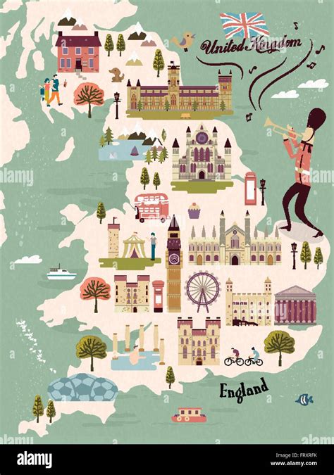 Lovely United Kingdom Attractions Map Hi Res Stock Photography And