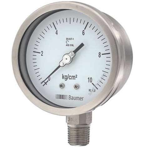 Baumer Pressure Gauge Industrial Stainless Steel Dial 150mm Bottom