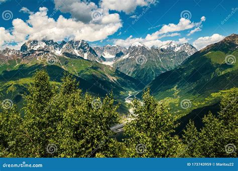 Mestia Valley View Upper Svaneti Georgia Stock Image Image Of