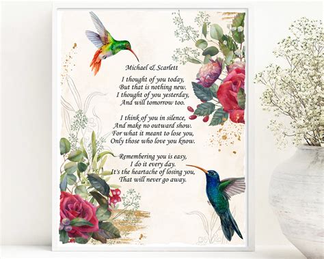 Poem For Deceased Loss Of Loved One Memory Of Husband Etsy