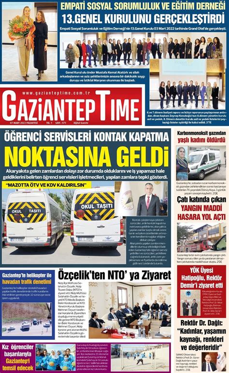 07 Mart 2022 tarihli Gaziantep Time Gazete Manşetleri
