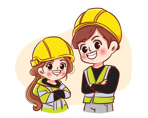Safety Man And Safety Woman Concept Maintain Security In Factories Or