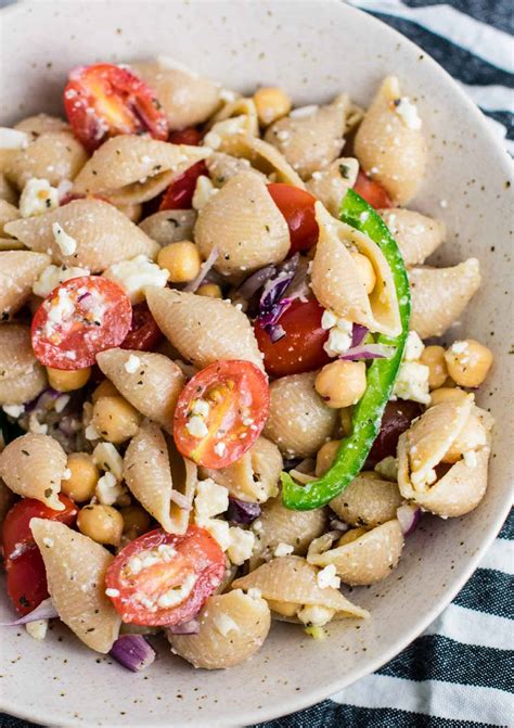 Christmas pasta salad is a simple yet healthy pasta salad festive enough for the holiday table, featuring broccoli and cherries. Chickpea Pasta Salad Recipe - Build Your Bite
