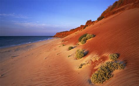 Australian Coast Desert Ocean Red Sand Sea Hd Wallpaper Sand And Rock