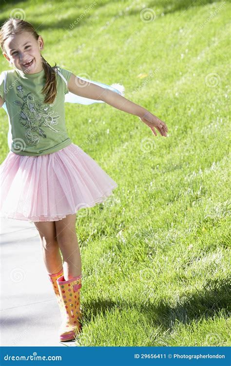 Cute Girl Walking On Sidewalk Stock Image Image Of Enjoy People