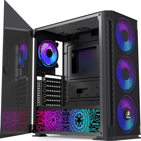Pansonite Mesh Airflow Atx Mid Tower Chassis Computer Case Pc Gaming Case With Door Opening