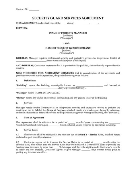 Sample Security Guard Contracts Fill Out And Sign Printable Pdf Template Signnow Security In