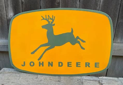 John Deere Farm Equipment Dealer Metal Porcelain Sign Large And Heavy 19