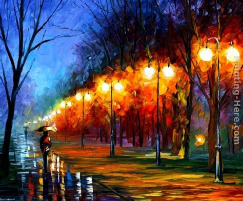 Leonid Afremov Fallrain Alley Painting Best Paintings For Sale